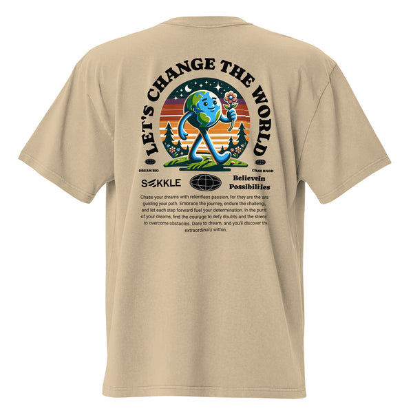 Übergroßes T-Shirt mit verblasstem Aufdruck „Let’s Change The World“