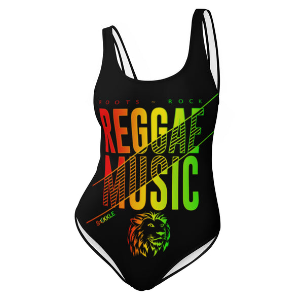 Einteiliger Badeanzug mit Reggae-Musik